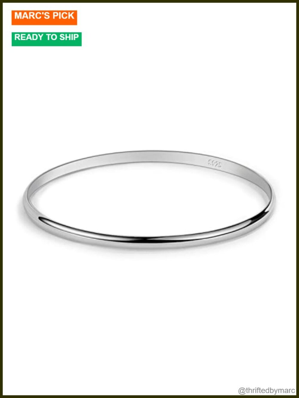 925 Sterling Silver Minimalist Stackable Bangle Bracelet Jewelry Gift